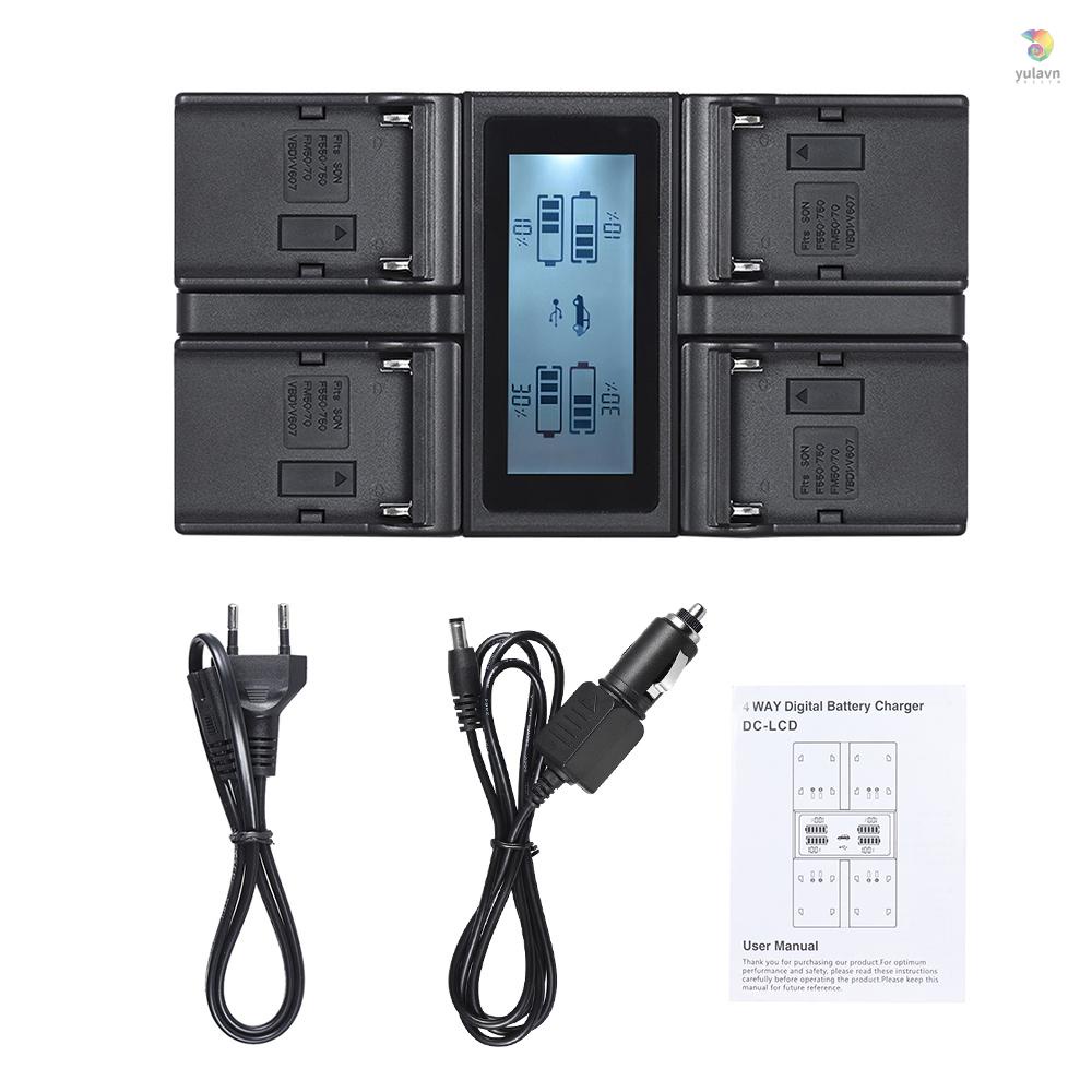 Bộ Sạc Pin Máy Ảnh Kỹ Thuật Số 4 Kênh Andoer NP-F970 Cho NP-F550 F750 F950 NP-FM50 FM500H QM71