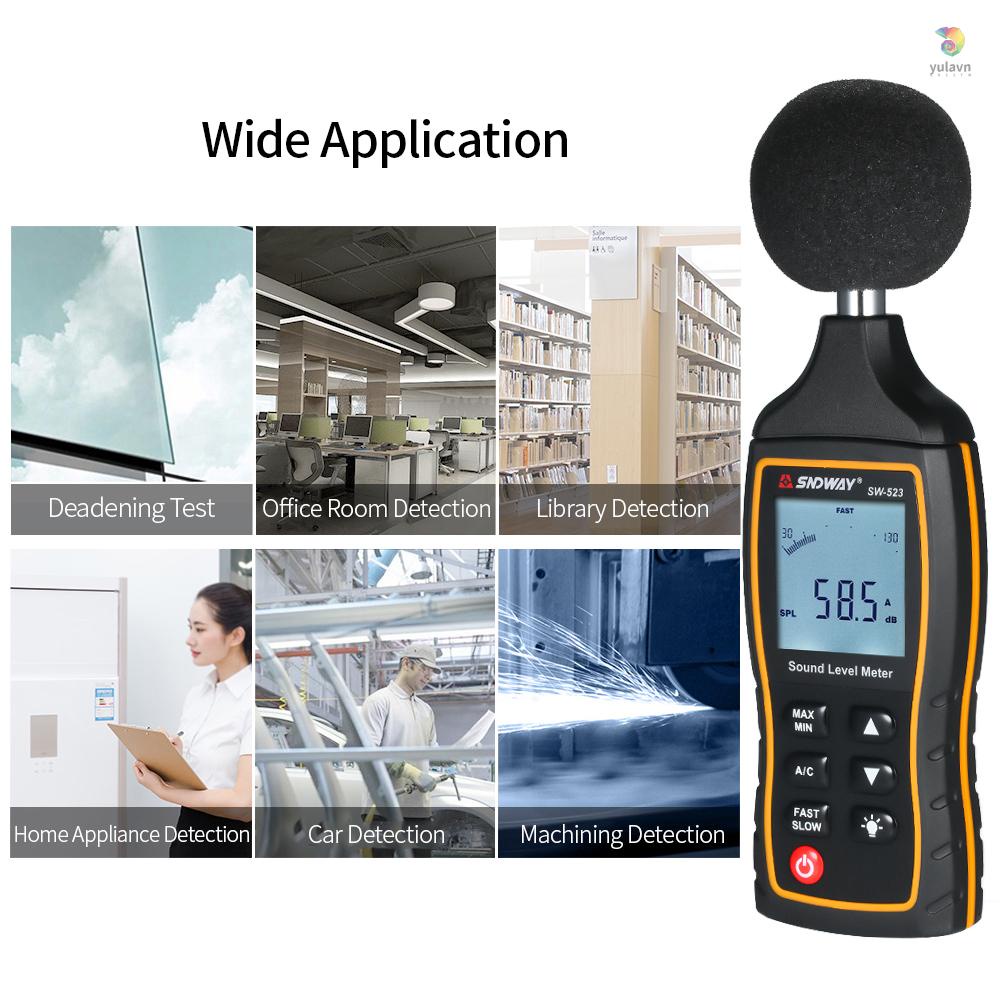 Thiết Bị Đo Tiếng Ồn Kỹ Thuật Số SNDWAY Màn Hình LCD 30-130dB