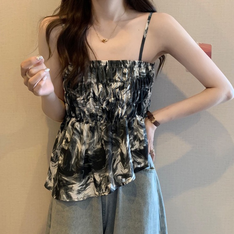 Jiashucheng Áo Hai Dây Nhuộm Màu Phong Cách Pháp Thời Trang Xuân Thu Cho Nữ