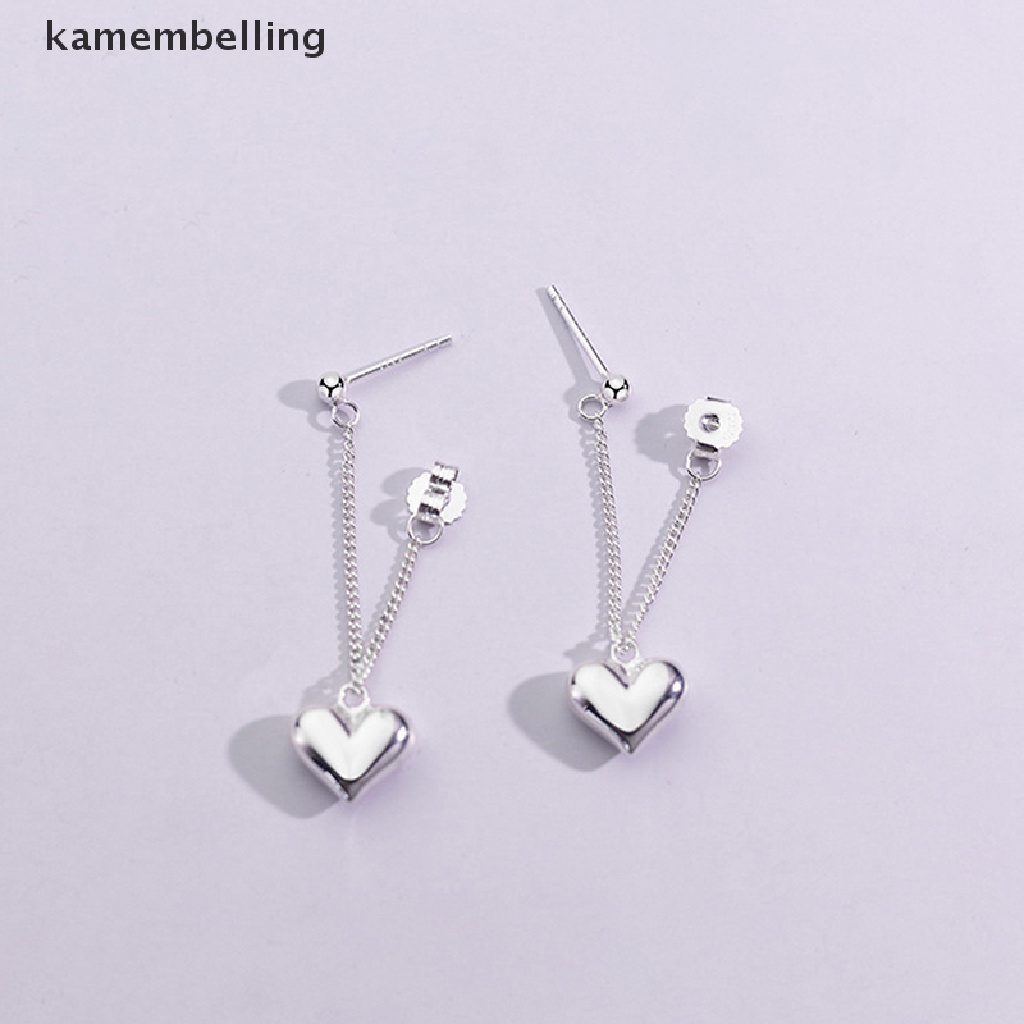 Kamembelling Bông Tai Bạc Hình Trái Tim Phối Tua Rua Phong Cách Vintage Thời Trang Cho Nữ