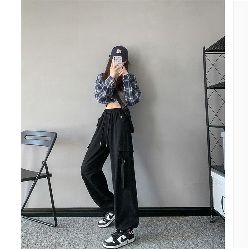 Quần Dài Lưng Cao Ống Rộng Màu Đen Thời Trang Cá Tính Cho Nữ