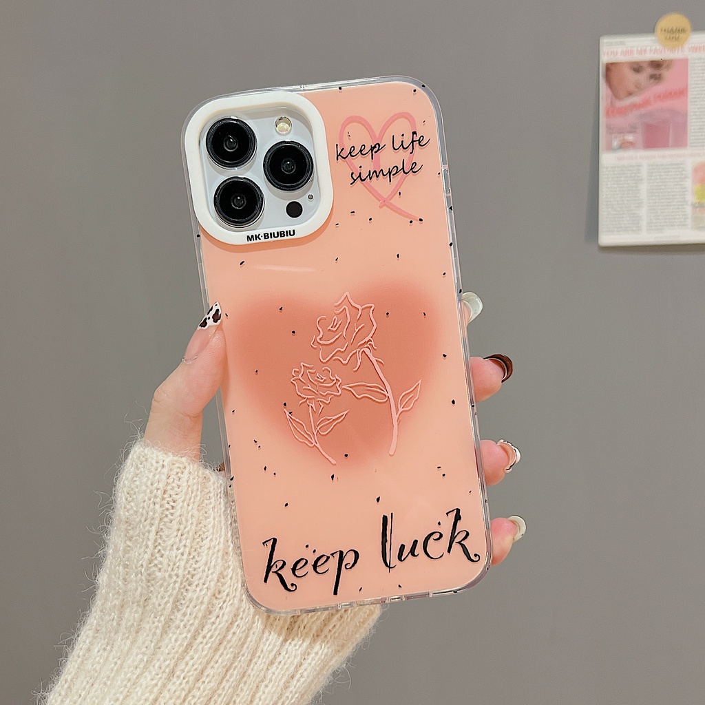 Ốp Điện Thoại TPU Dẻo Trong Suốt Họa Tiết Hoa Hồng Đơn Giản Xinh Xắn Cho iphone 14 13 11 12 Pro Max