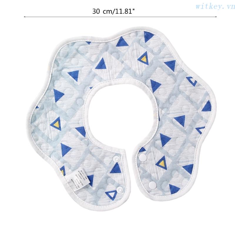 Yếm Ăn Cotton Siêu Mềm &amp; Thấm Hút Thoáng Khí Xoay 360 Độ Hình Cánh Hoa Cho Bé Sơ Sinh