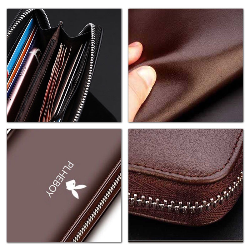 Ví Dài Cầm Tay Có Khóa Kéo Đa Năng Phong Cách Âu Mỹ Cho Nam