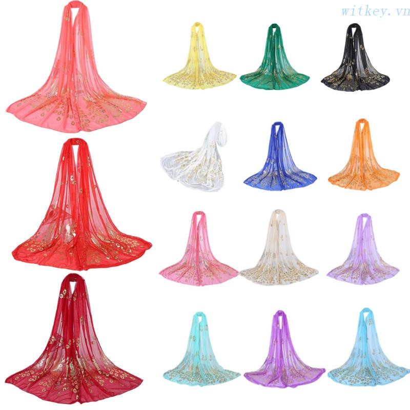 Khăn Choàng Cổ Dài Mềm Mại Thêu Họa Tiết Hoa Và Chim Công Nhiều Màu Dành Cho Nữ