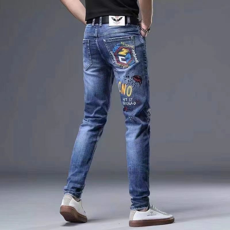 Quần Jeans Thêu Họa Tiết Thời Trang Xu Hướng Hàn Quốc Cho Nam