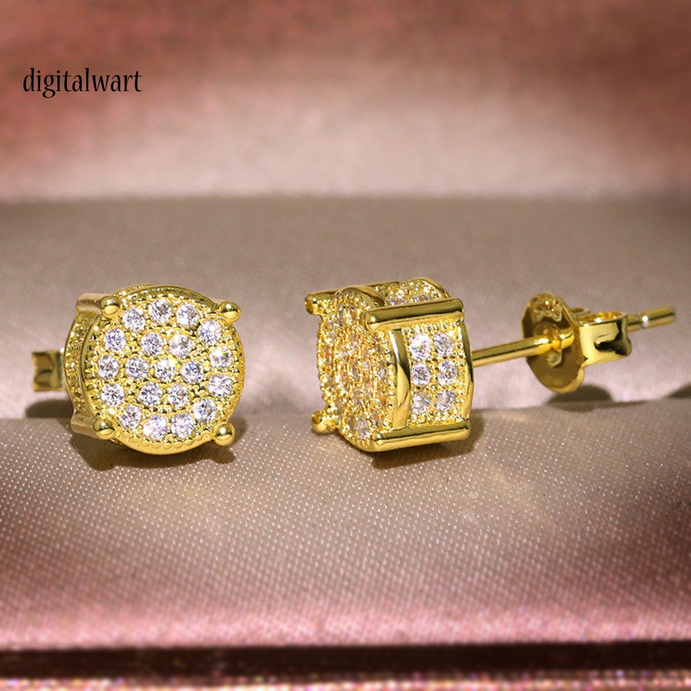 Kỹ Thuật Số| Đôi Khuyên Tai Tròn Đính Đá Thời Trang Cho Nữ