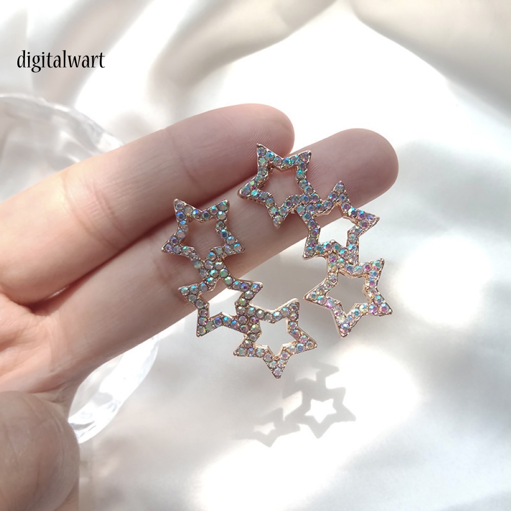 Kỹ Thuật Số| Bông Tai Ngôi Sao Đính Đá Nhiều Màu Sắc Thời Trang