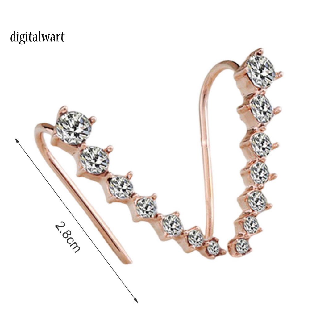 Kỹ Thuật Số| 1 Đôi Bông Tai Chữ C Đính Đá Sáng Bóng Phong Cách Hàn Quốc Dành Cho Nữ