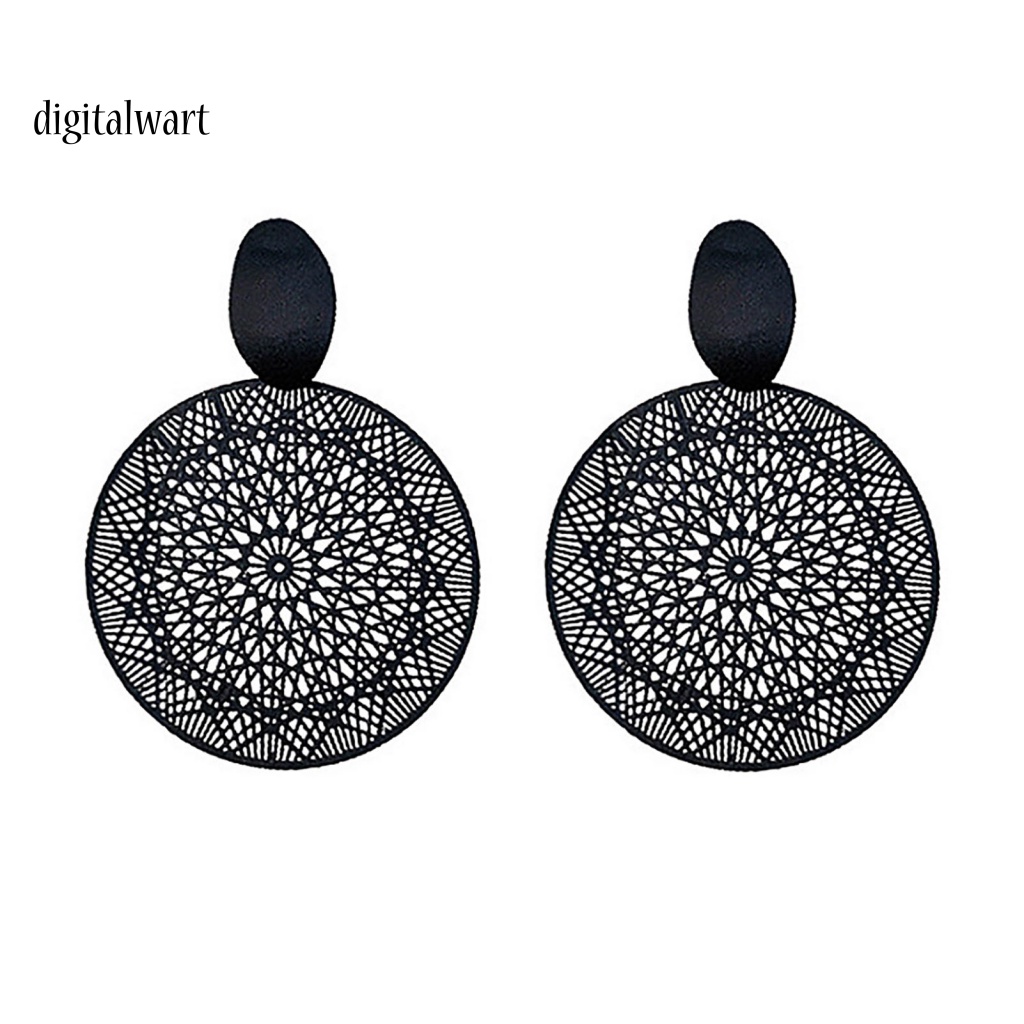 Kỹ Thuật Số| 1 Đôi Bông Tai Hợp Kim Tròn Rỗng Họa Tiết Thời Trang Dành Cho Nữ