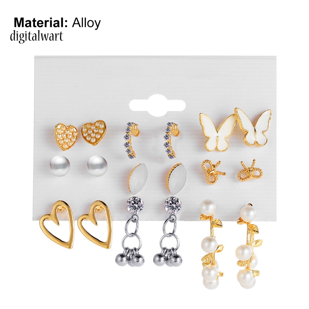 Kỹ Thuật Số| 1 Bộ Bông Tai Hình Trái Tim Đính Đá Acrylic Lấp Lánh Thời Trang Hàng Ngày