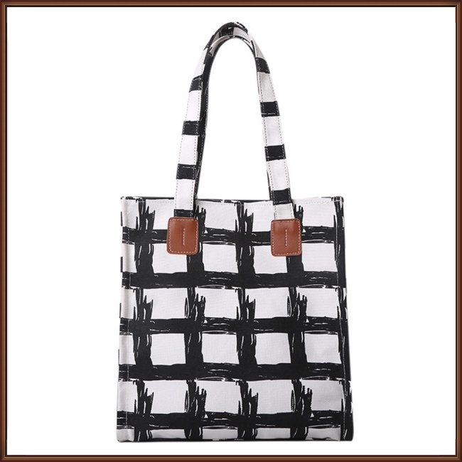 Túi Xách Canvas Sức Chứa Lớn Họa Tiết Sọc Caro Phong Cách Retro Thời Trang Cho Nữ