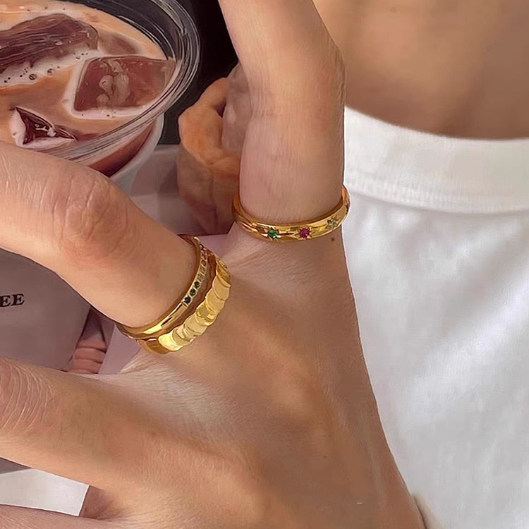 Set Nhẫn Kim Loại Nhiều Màu Sắc Độc Đáo Phong Cách Retro Hàn Quốc Cho Nữ