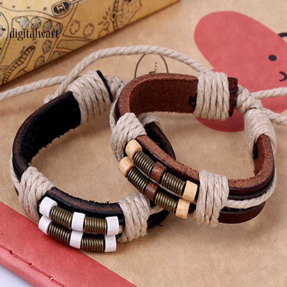 Kỹ Thuật Số| Vòng Tay Da Bện Thời Trang Unisex Cá Tính