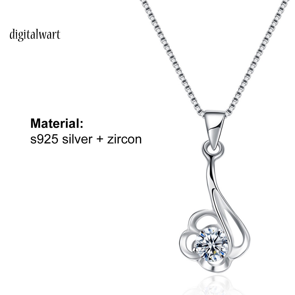 Kỹ Thuật Số| Vòng cổ Mạ Bạc 925 Mặt Hình Hoa Đính Đá Zircon Dễ Thương Cho Nữ