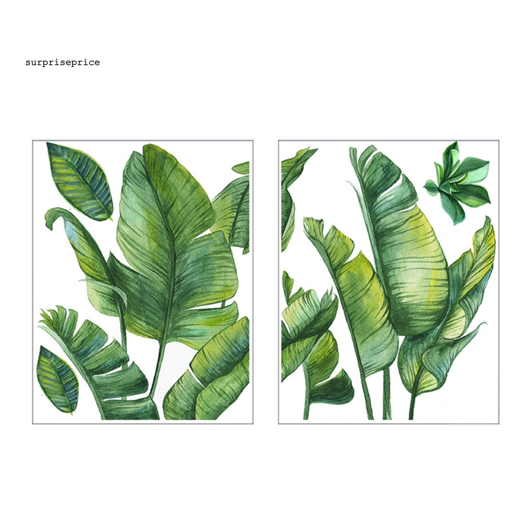 Set 2 Miếng Dán Tường Trang Trí Bằng PVC Chống Nước Không Cặp Nhăn Hình Lá Cây