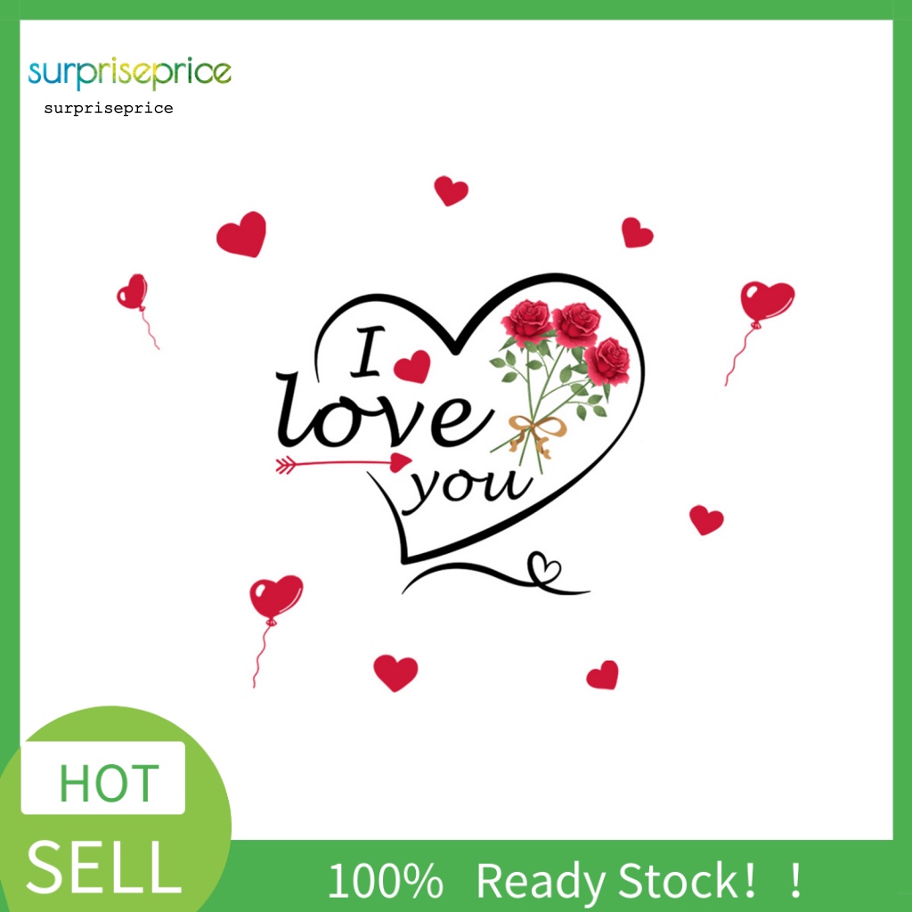 Sticker PVC Dán Tường Tự Dính Chống Nước In Chữ I Love You Dùng Trang Trí Nhà Cửa