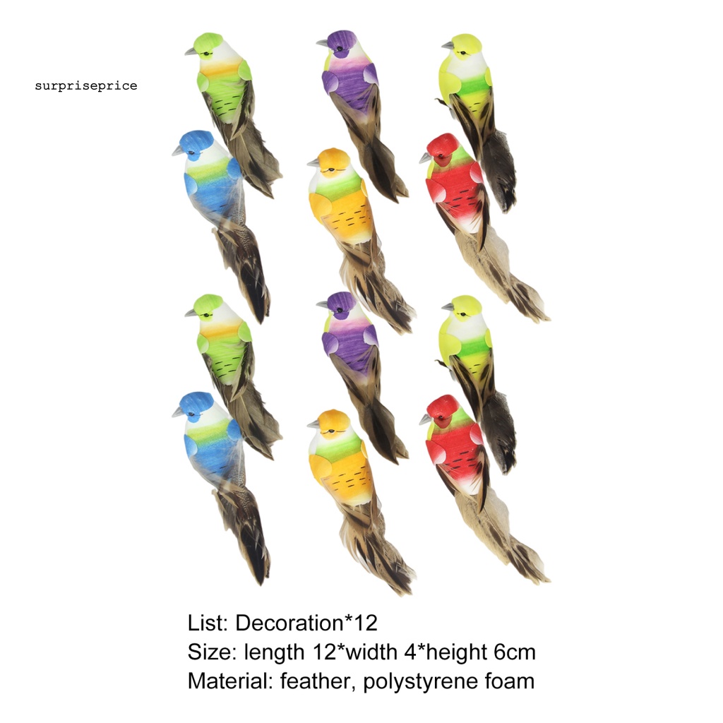 Spa Set 12 Chú Chim Nhân Tạo Bằng Xốp Màu Sắc Tươi Sáng Thu Hút Dành Cho Vườn Nhà