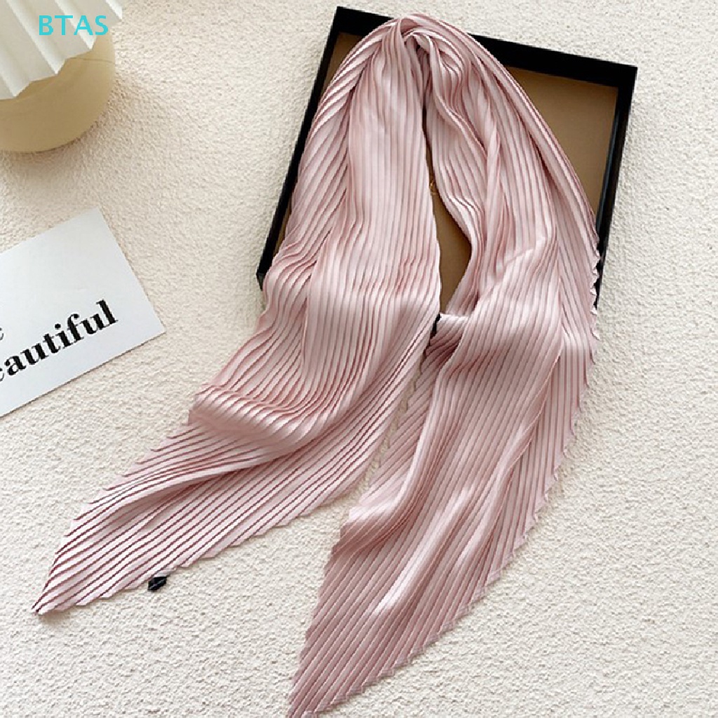 Khăn Choàng Cổ Sa Xếp Ly Hình Vuông Thắt Nơ Ruy Băng Ôm Dáng Cho Nữ