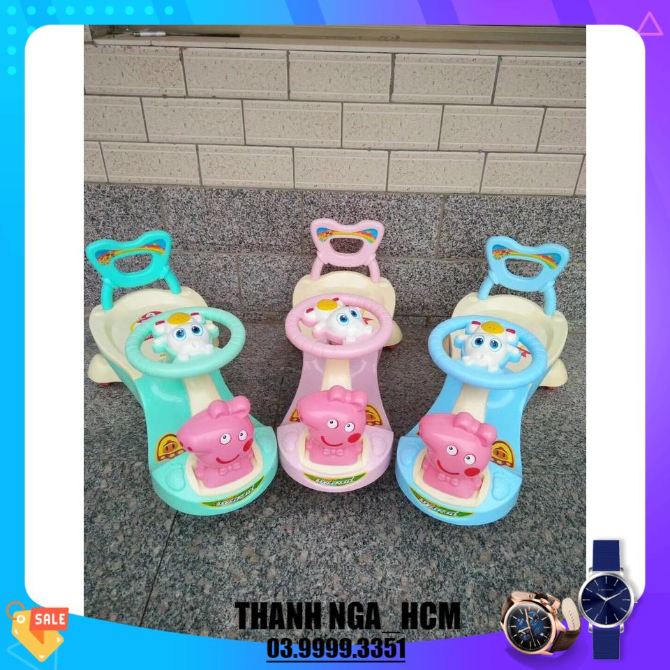 Xe Lắc Tay , chòi chân Cho Bé Có Nhạc ,có đèn, tựa lưng và cốp.  Nhựa Cao Cấp
