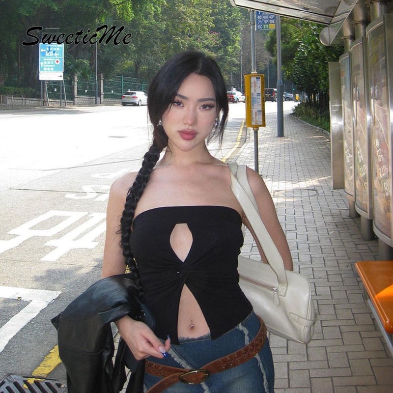 Áo Ống Màu Trơn Hở Lưng Dáng Ôm Thời Trang 2023 Quyến Rũ Cho Nữ