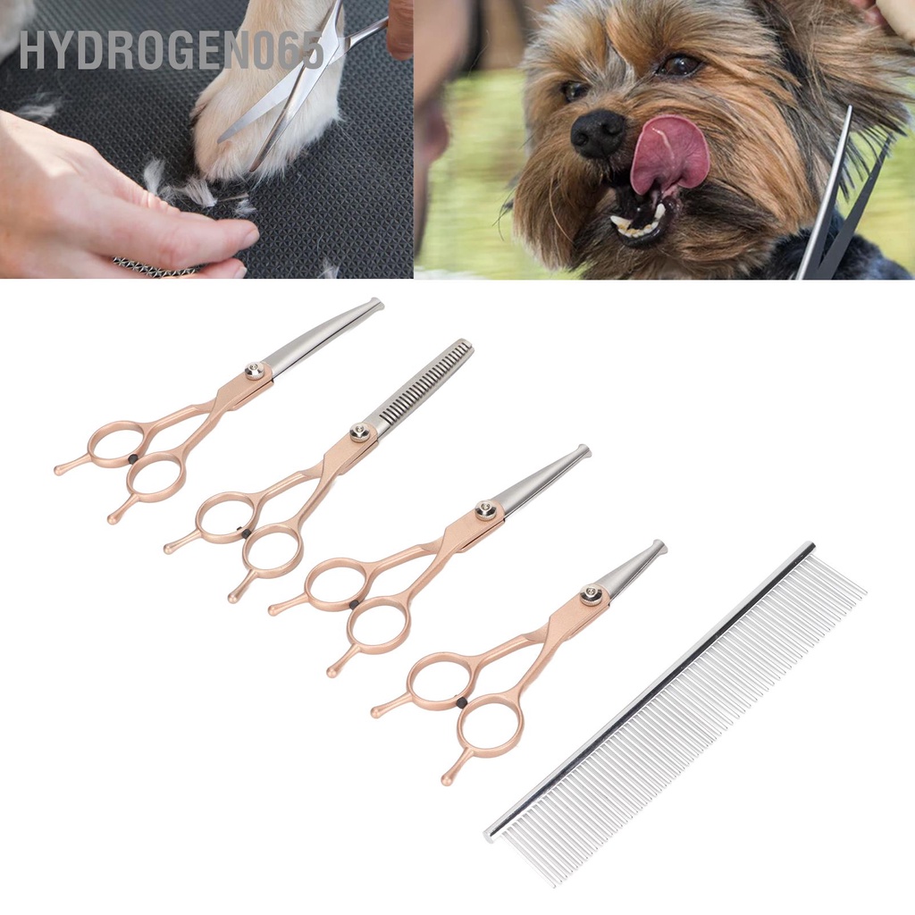 Hydrogen065 Bộ 5 Chải Lông Cho Chó Kéo Thép Không Gỉ An Toàn Đầu Tròn Thú Cưng Chuyên Nghiệp Dụng Cụ Mèo