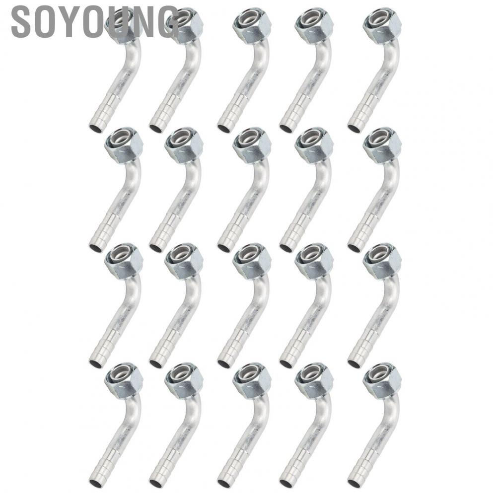 Soyoung Air Conditioning 90 Degree Connector  20 Pcs 0.54in Small Bore OD 5/8in Aluminum AC Splicer Fitting Stable Performance for Engineering Vehicle