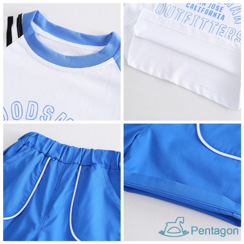 Bộ Đồ Thể Thao Áo Thun Tay Ngắn Phối Quần Short Thoáng Khí Thời Trang Mùa Hè Cho Bé Trai