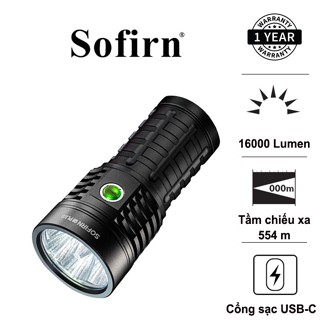Đèn pin siêu sáng SOFIRN Q8 Plus độ sáng 16000 lm,xa 554m kèm 3 pin 21700 dung lượng 5000mAh