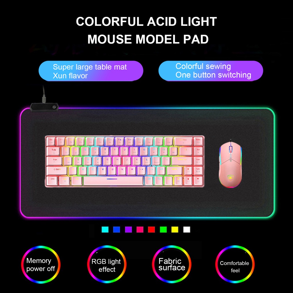 Tấm Lót Chuột RGA Mềm Mại Chống Trượt Thoáng Khí Có Đèn RGB Dành Cho Văn Phòng
