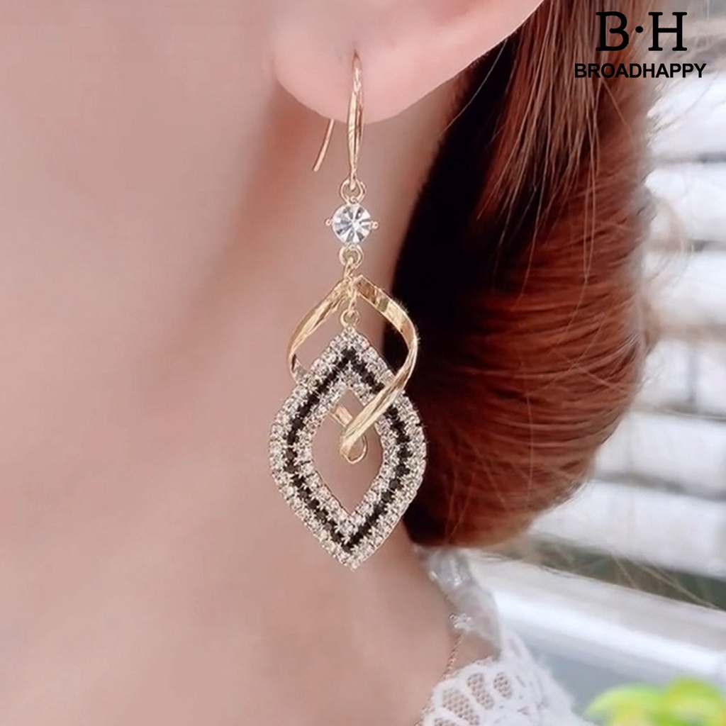 1 Đôi Bông Tai bh.g Đính Đá Thời Trang Vintage Dành Cho Nữ