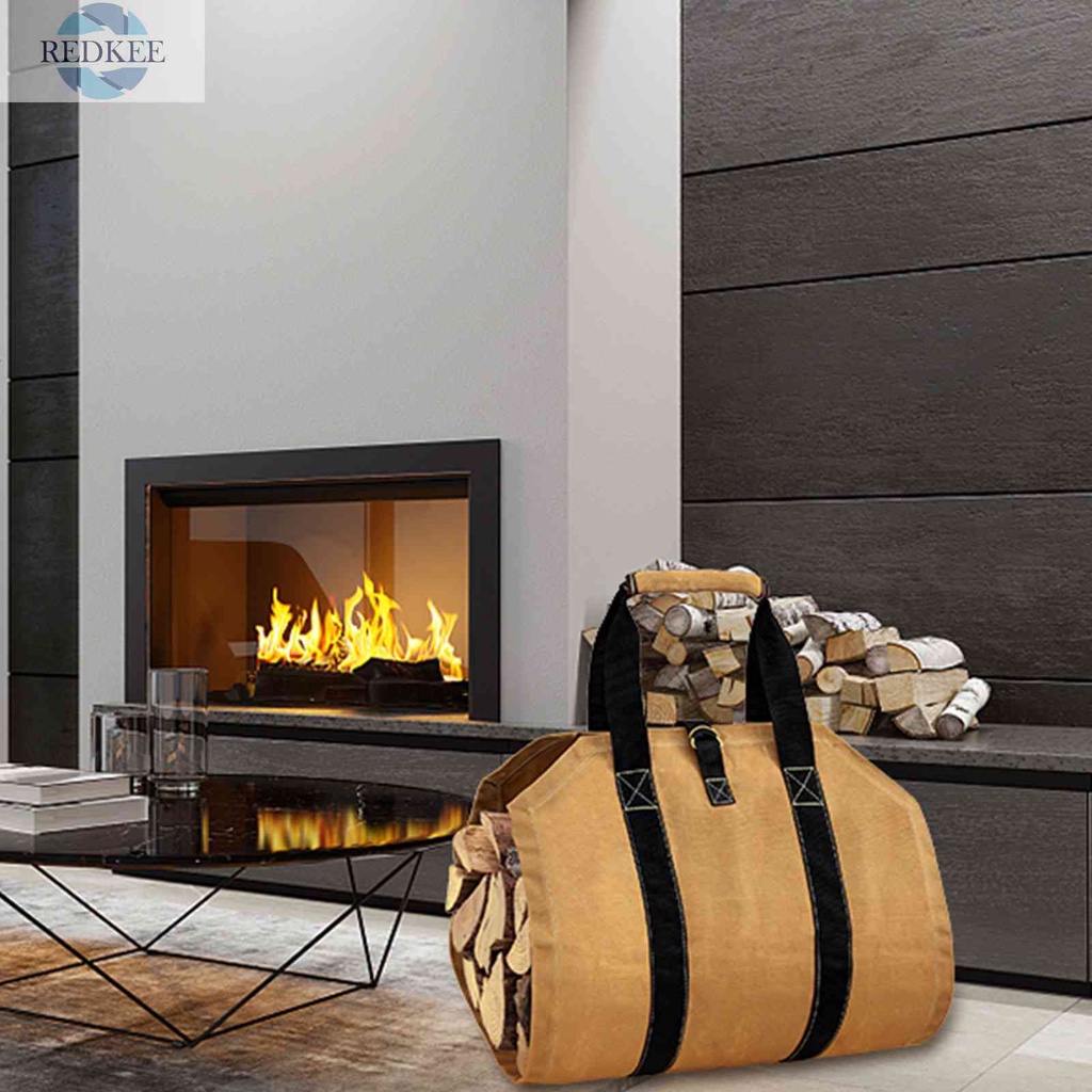 Túi Canvas Đựng Củi Gỗ Chống Rách Có Thể Gấp Gọn Tiện Lợi