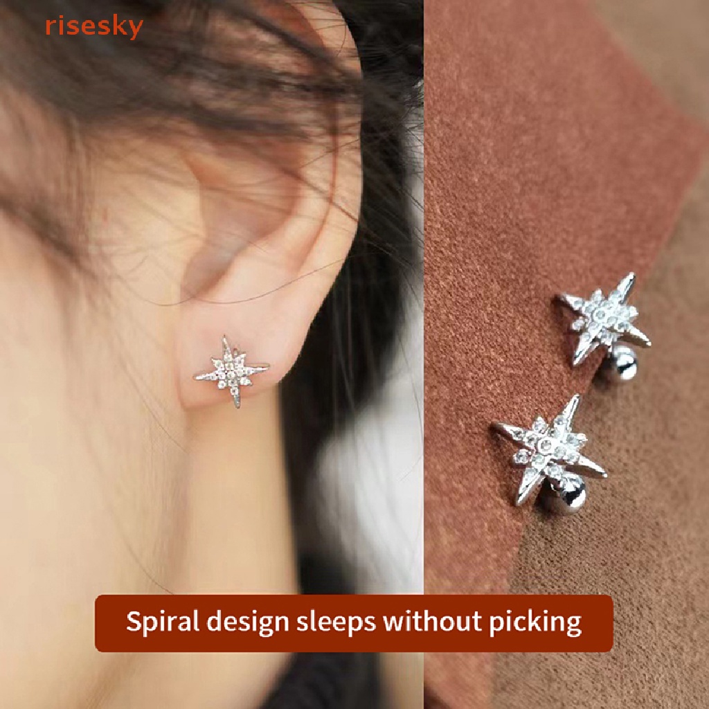 1 Đôi Bông Tai Đính Đá Zircon Hình Ngôi Sao Thời Trang Cho Nữ