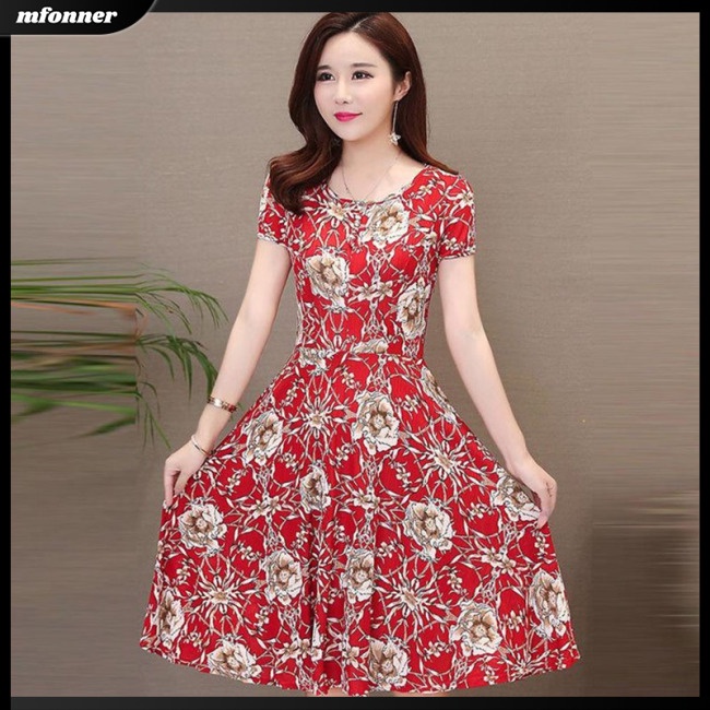 Đầm Dài Mỏng Tay Ngắn In Họa Tiết Hoa Thời Trang Mùa Hè Cho Nữ