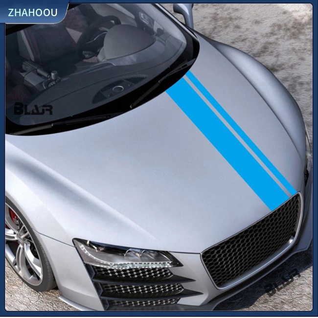 ☃Nhà Cửa☃ Set 2 Miếng Dán Trang Trí Mui Xe Hơi Họa Tiết Kẻ Sọc