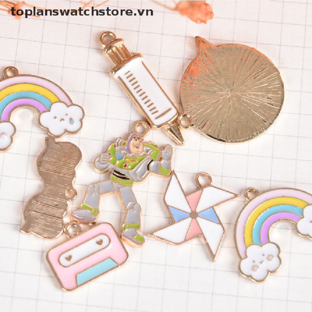 Set 10 Mặt Dây Chuyền Hình Cối Xay Gió Tráng Men DIY