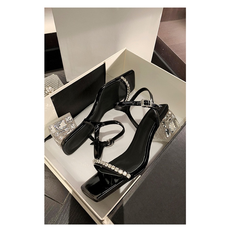 Giày Sandal Cao Gót Mùa Hè Gót Dày Quai Ngang Màu Bạc Phong Cách Hàn Quốc Đơn Giản Mẫu Mới 2023 Cho Nữ