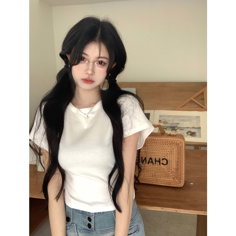 Áo Thun Ngắn Tay Cổ Tròn Dáng Ôm Thời Trang Mùa Hè Dành Cho Nữ