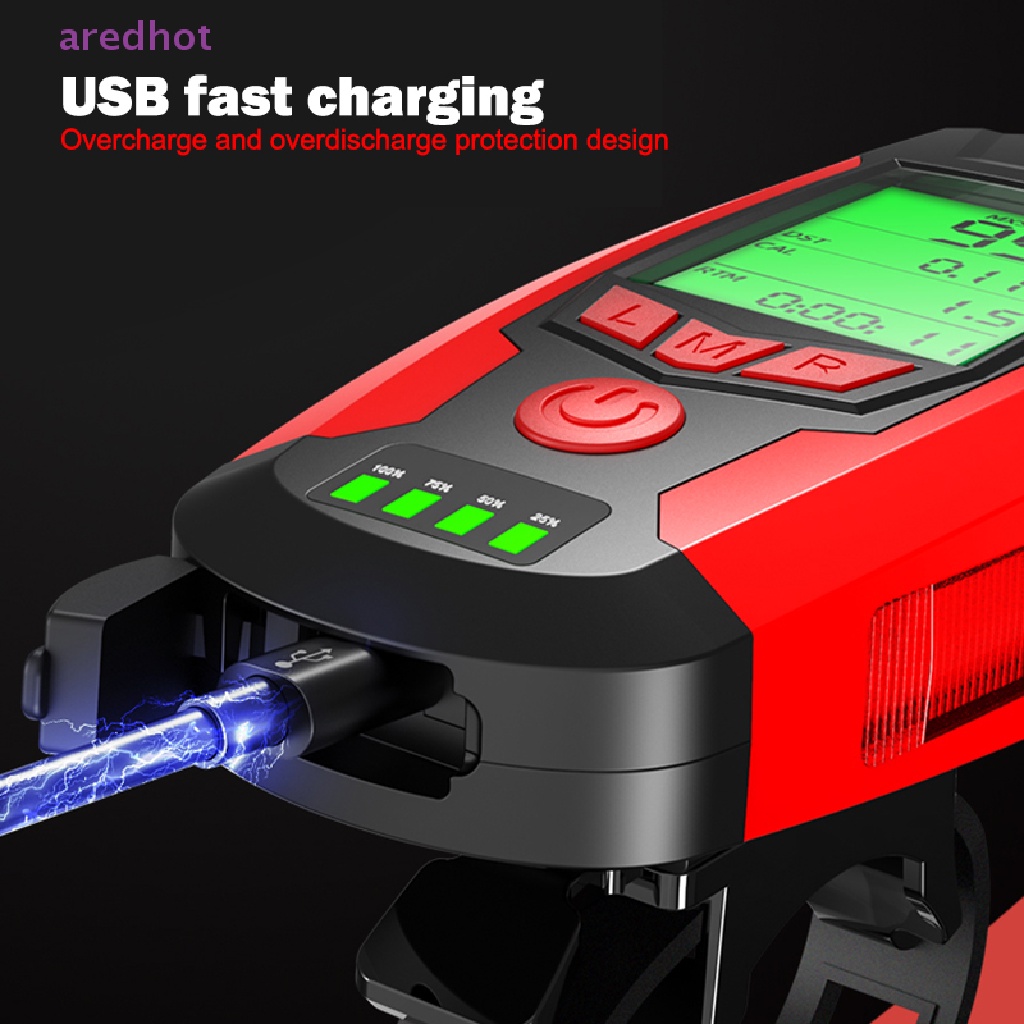 Đồng Hồ Đo Tốc Độ 5 Trong 1 Sạc USB Có Màn Hình LCD Chống Thấm Nước Dành Cho Xe Đạp Mới