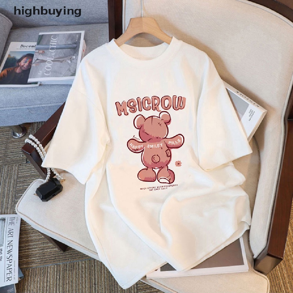 Áo Thun Tay Ngắn Cổ Tròn In Hình Gấu Belle Dành Cho Nữ