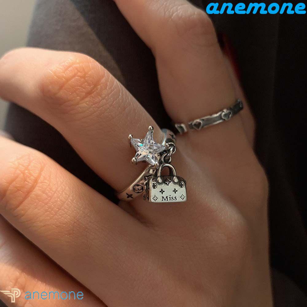 Nhẫn Nữ ANEMONE|Màu Sắc Túi Xách Đính Đá Lấp Lánh Thời Trang|Phong Cách Hàn Quốc Zircon
