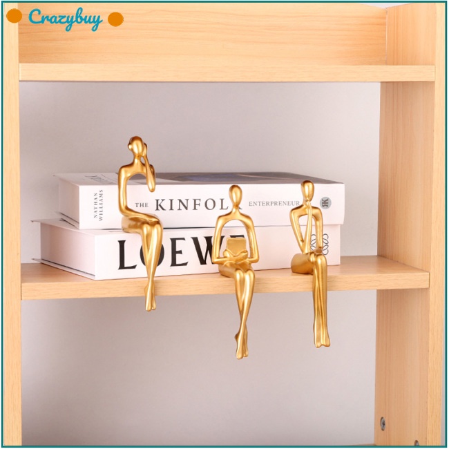 Cr Set 3 Bức Tượng Người Suy Nghĩ Trừu Tượng Trang Trí Phòng Khách / Phòng Ngủ