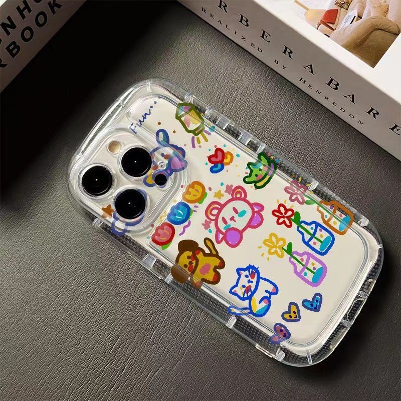 ✅Ốp Điện Thoại Trong Suốt Họa Tiết Graffiti Động Vật Kiểu Hàn Quốc Cho Iphone 13 1112 xs14pro Xr
