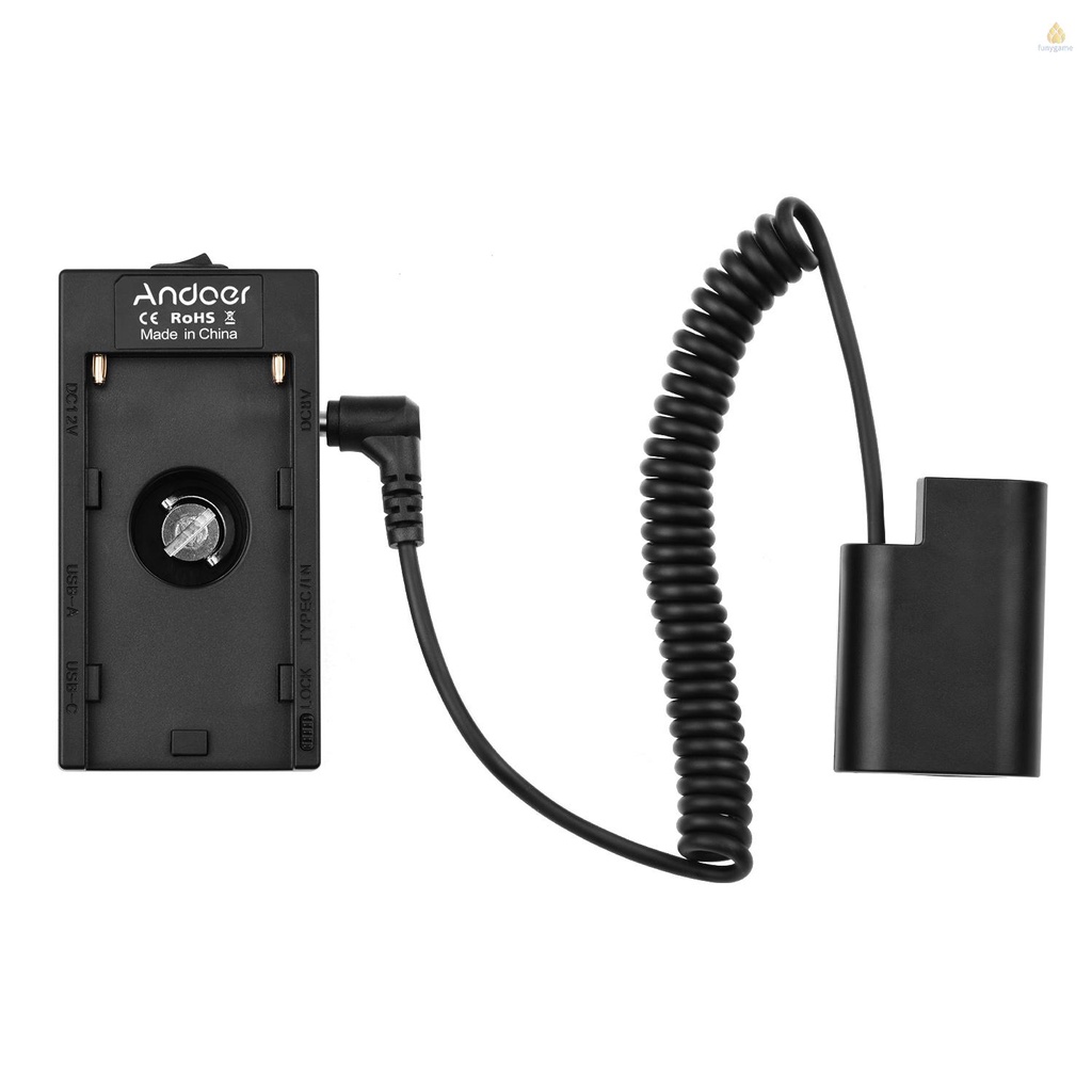 Khay Đựng Pin Andoer NP-F970 F750 Giao Diện USB Kép + Pin DMW-DCC12 Tương Thích Với Panasonic GH3 / GH4 / GH5 / GH5S