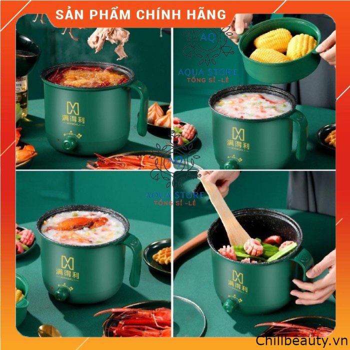 💥Ca Nấu Mì, Nấu Cơm Đa Năng Có Tay Cầm 1,8L - Nồi Lẩu Điện Mini Kèm Giá Hấp .