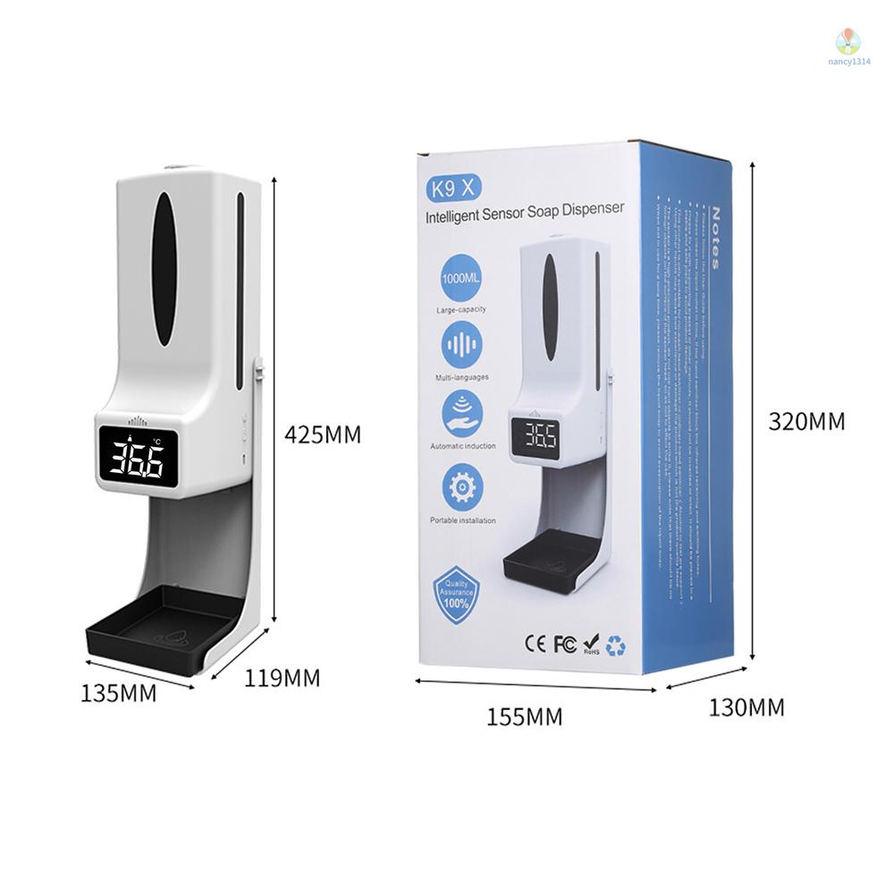 Bình Đựng Xà Phòng Rửa Tay 1000ml Gắn Tường Tự Động Không Tiếp Xúc Với Nhiệt Kế 15 Ngôn Ngữ Phát Sóng Giọng °Phụ Kiện C / C / Chuyên Dụng Chất Lượng °Công Tắc F Unit Cho Nhà Ở / Khách Sạn / Trường Học / Trường Học