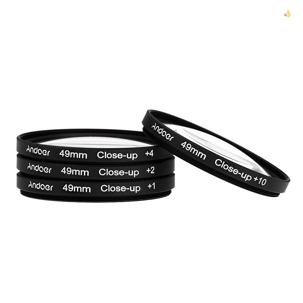 ANDOER Bộ Lọc Ống Kính Macro 49mm + 1 + 2 + 4 + 10 Túi Cho DSLRs