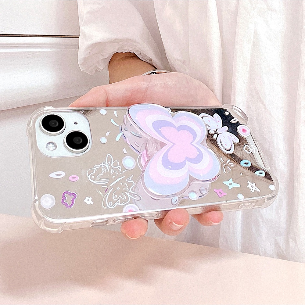 Ốp Điện Thoại TPU Mềm Họa Tiết Bươm Bướm Tráng Gương Bảo Vệ Bốn Góc Chống Rơi Cho IPhone 11 12 13 14 Pro Max