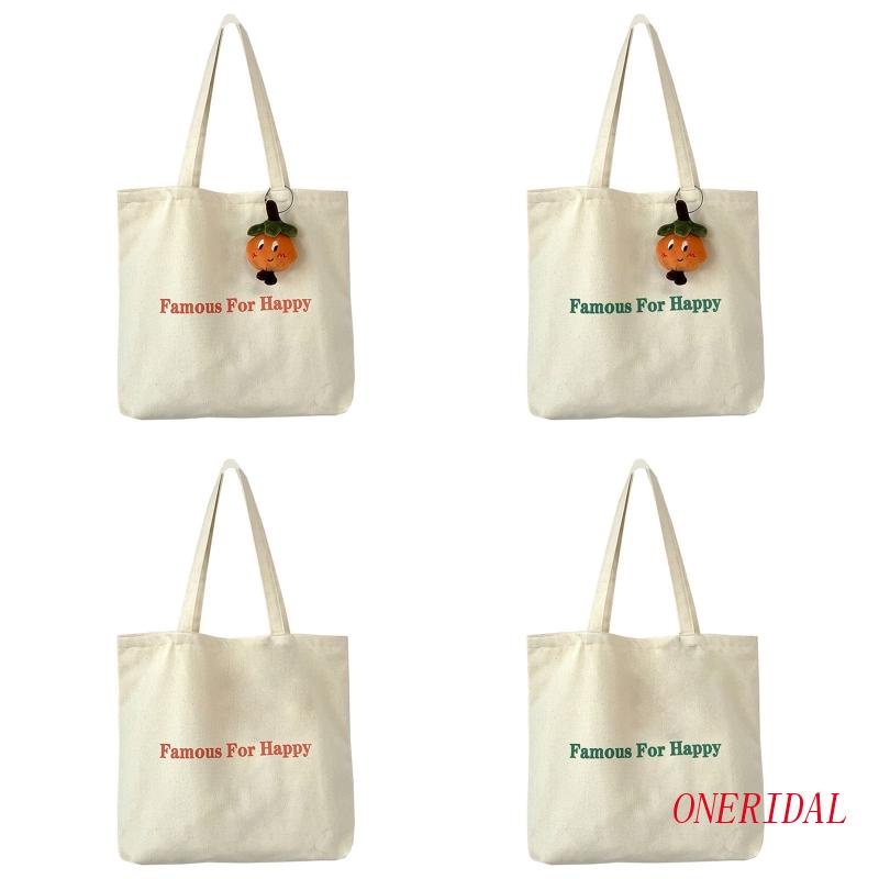 Túi Tote Canvas Có Khóa Kéo Và Ngăn Bên Trong In Chữ Tiện Dụng