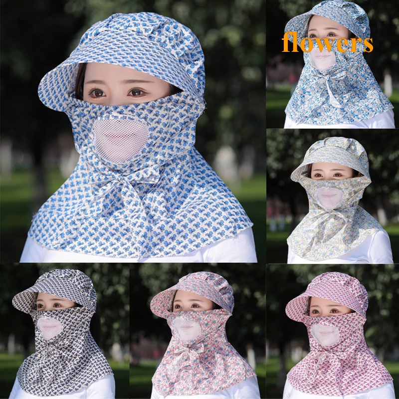 Mũ Rộng Vành Chống Nắng Kèm Tấm Che Mặt Chống Tia Uv Thời Trang Mùa Hè Tiện Dụng